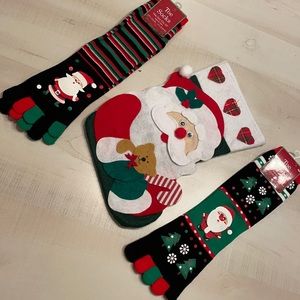 Christmas Holiday Toe Socks & Santa Stocking